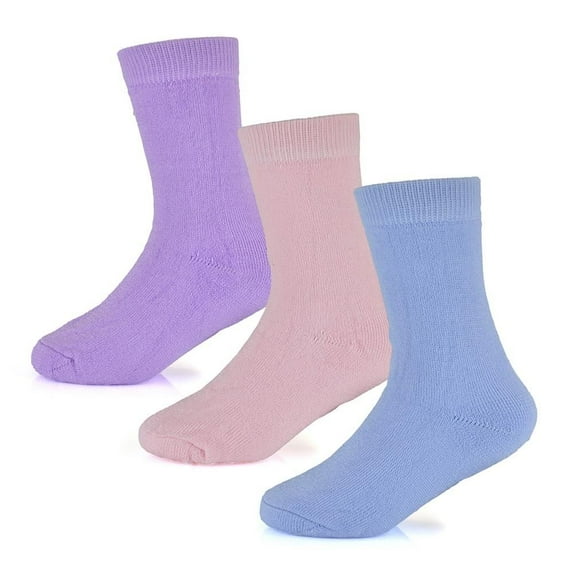 A2Z 4 Kids Boys Girls Thermal Socks Winter Warmth Insulated - Socks AZ798 Pink/Blue/Lilac 3 Pack 11-14 (4-5.5)