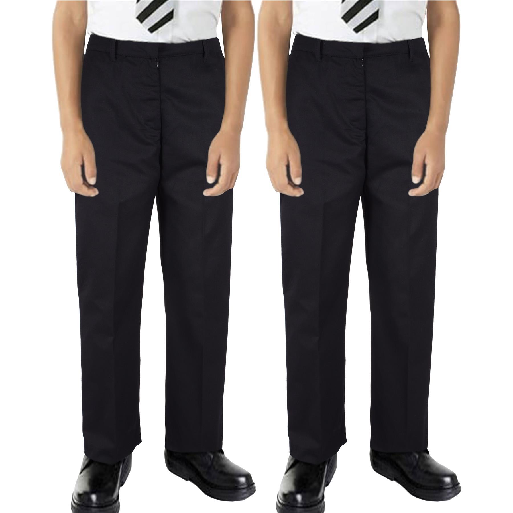 Boys School Turn Up Pants Black