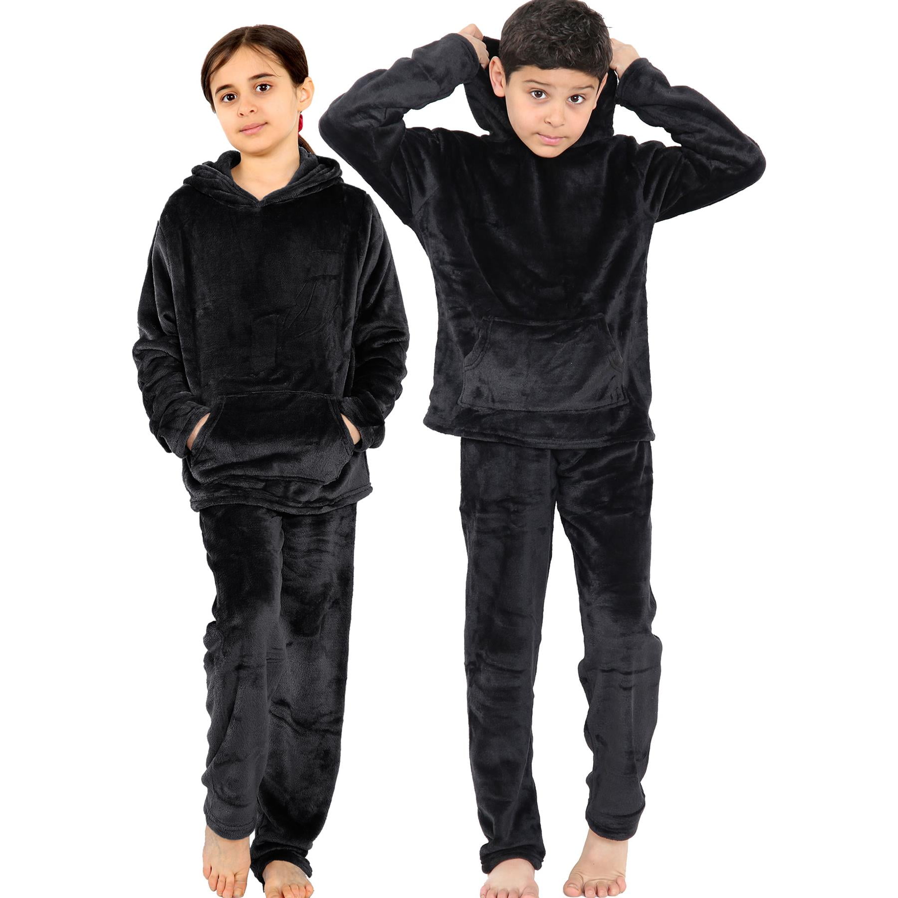A2Z 4 Kids Childrens Warm Fleece twosie Hooded Pyjamas PJS 215 Black 5 6 Walmart