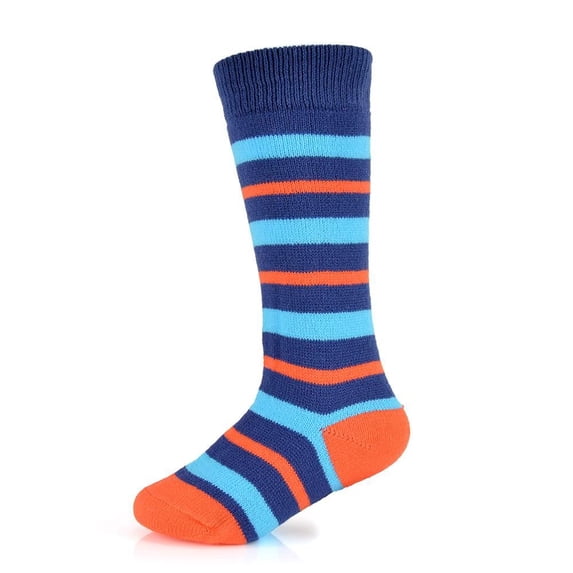 A2Z 4 Kids Multi Colourful Striped Socks Long Knitted Welly - Socks AZ138 Navy 3-6