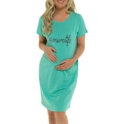 A2Z Ladies Maternity Nightie #Mumlife Short Sleeves Pregnancy - Nightie AZ3161 Mint 12-14