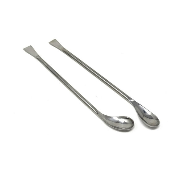 A2Z-SP003 Set of 2 Stainless Steel Double Ended Square & Angled Right Left Spoon Sampler Lab Spatula, 7" Length