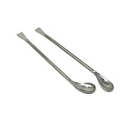 A2Z-SP003 Set of 2 Stainless Steel Double Ended Square & Angled Right Left Spoon Sampler Lab Spatula, 7 Length