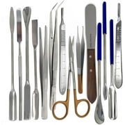 A2Z Scilab 14 PCS Lab Micro Spatula Scoop Spoon Tweezers Sampler Instruments Kit, Made of Stainless Steel - Multi Purpose Lab Sampling Mixing Filling Spatula Set - For Beginners Science Lab Kit