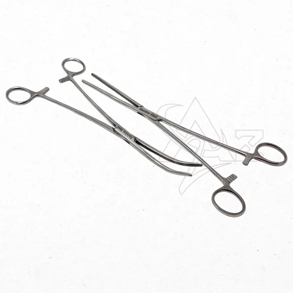 A2ZSCILAB 12-Inch Professional Craft Forceps, Long Reach Doll Stuffing Tools, Stainless Steel Fabric Turning Clamps,Straight & Curved Precision Doll Making Supplies- Pack of 2