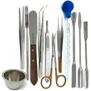 A2ZSCILAB- 12 Pcs Lab Micro Spatula Spoon Tweezers Sampler Instrument Kit, Stainless Steel - Basic Lab Kit