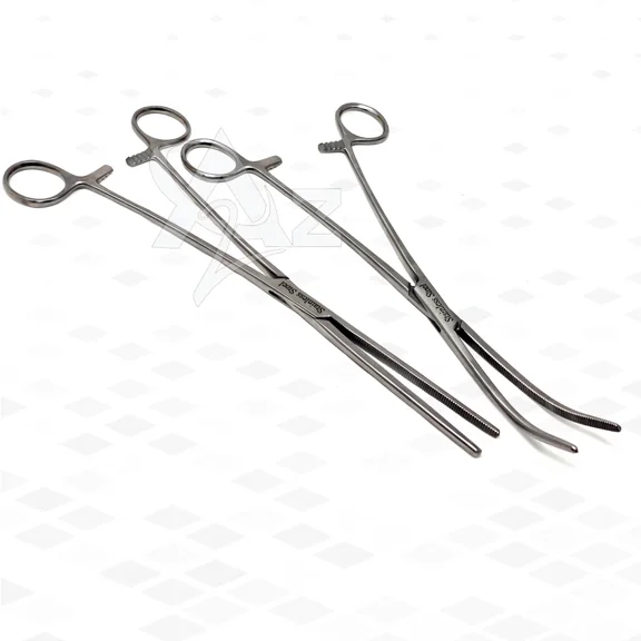 A2ZSCILAB 2-Pieces 12" Professional Stainless Steel Fishing Hook Removers, Straight & Curved Precision Clamping Forceps