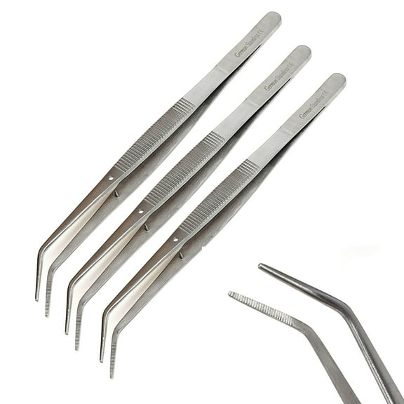 A2ZSCILAB 3Pcs/Set Precision Tweezers Stainless Steel Angled Fine Tip Tweezers Pliers