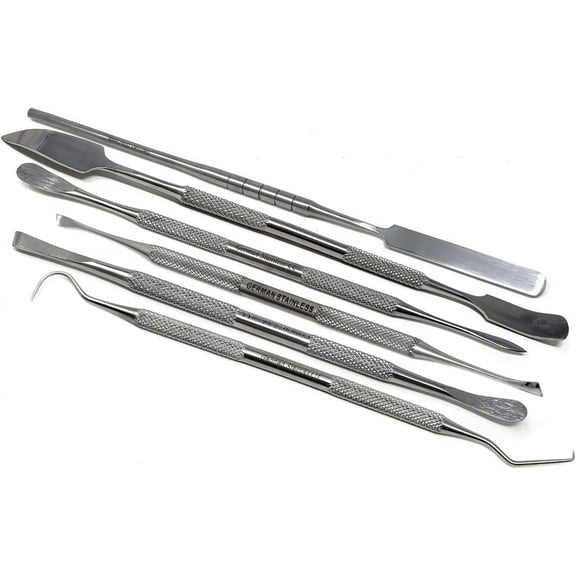 A2ZSCILAB 6 Pcs Basic Cricut Maker & Vinyl Weeding Tool Kit, Stainless Steel Paper Craft Scrapbooking Tool for Silhouettes Cameos, Lettering Pokey Tools Hook Pick with Scraper Spatula DIY Crafting Set