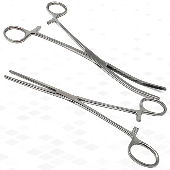 A2ZSCILAB 8-Inch Professional Craft Forceps, Long Reach Doll Stuffing Tools, Stainless Steel Fabric Turning Clamps,Straight & Curved Precision Doll Making Supplies- Pack of 2