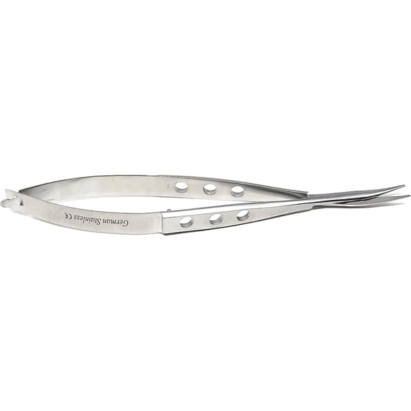 A2ZSCILAB - Micro Beading Scissors Curved Made Stainless Steel Length 5.5" Squeeze Cutter, Fenestrated Flat Handle