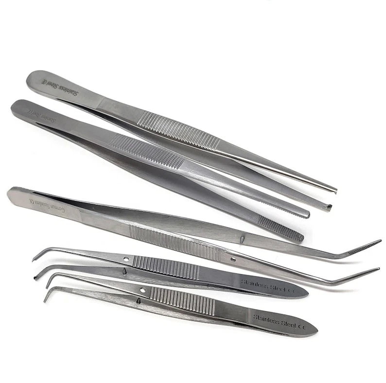 A2ZSCILAB - Multipurpose Foreceps, 5Pcs Labware Tweezers Blunt Serrated Lab Forceps