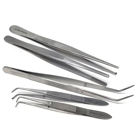 A2ZSCILAB - Multipurpose Foreceps, 5Pcs Labware Tweezers Blunt Serrated Lab Forceps