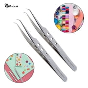 A2ZSCILAB Nail Tools Elbow Tweezers Sticker Clip Stainless Steel Tweezers- Set of 2