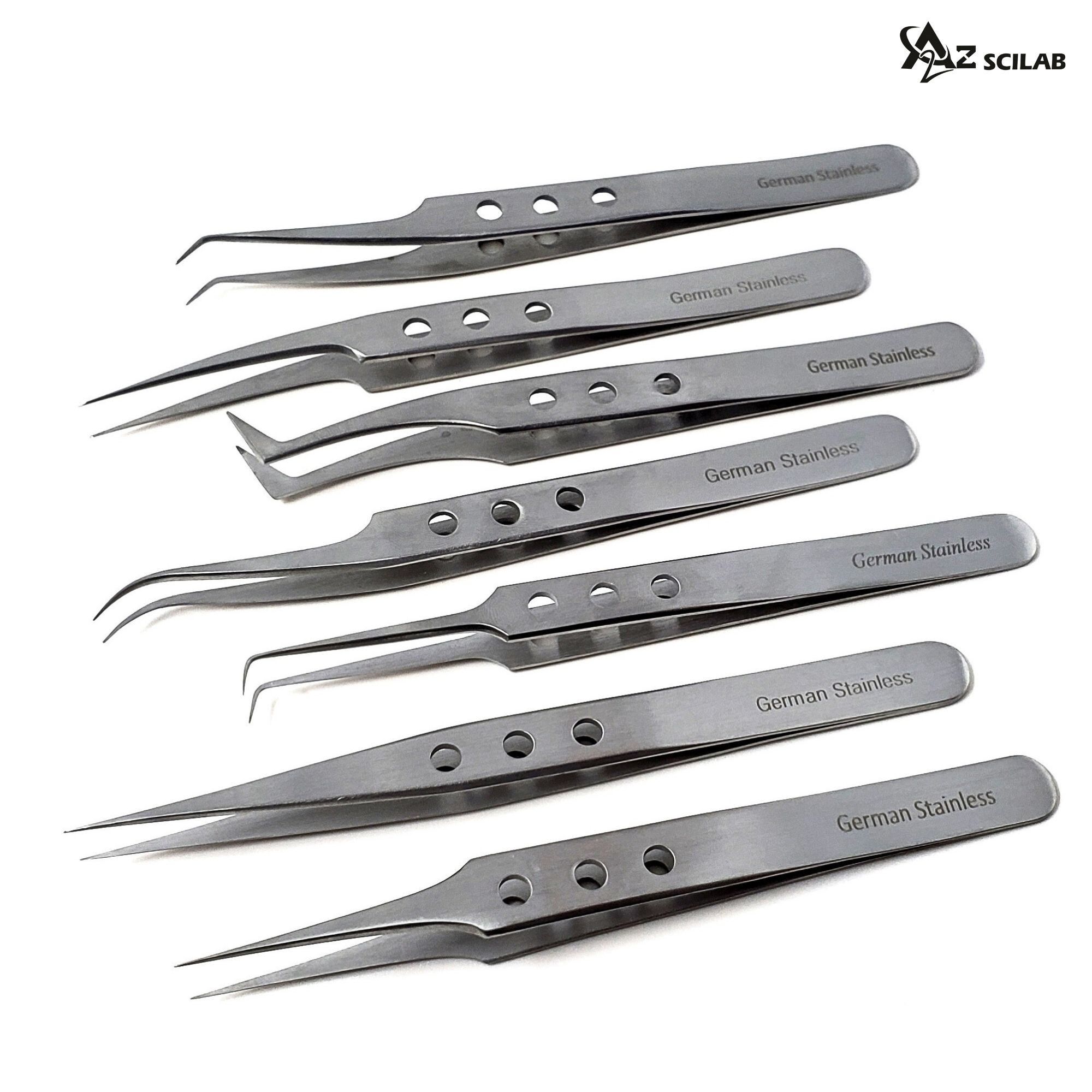 A2ZSCILAB Professional 7pcs Premium Stainless Steel Tweezers Set with ...