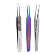 A2ZSCILAB Professional Facial Blackhead Remover Tweezers,3Pcs Precision Multipurpose Pimple Popper Tool Kit Used for Whitehead Ance Blemishs Comedones Stainless Steel Makeup Tool - Glossy