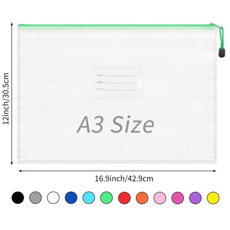 A3-24pcs Extra Large Plastic Zip File Folders Document Storage Bags