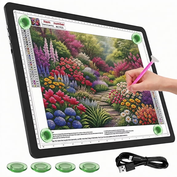 KOBAIBAN A3 Light Board with Magnets – 6000 Lux, 3 Color Modes, Side Buttons, Type-C – Perfect for Diamond Painting, Tracing & Crafting - USB Powered