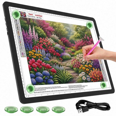 KOBAIBAN A3 Light Board with Magnets – 6000 Lux, 3 Color Modes, Side Buttons, Type-C – Perfect for Diamond Painting, Tracing & Crafting - USB Powered