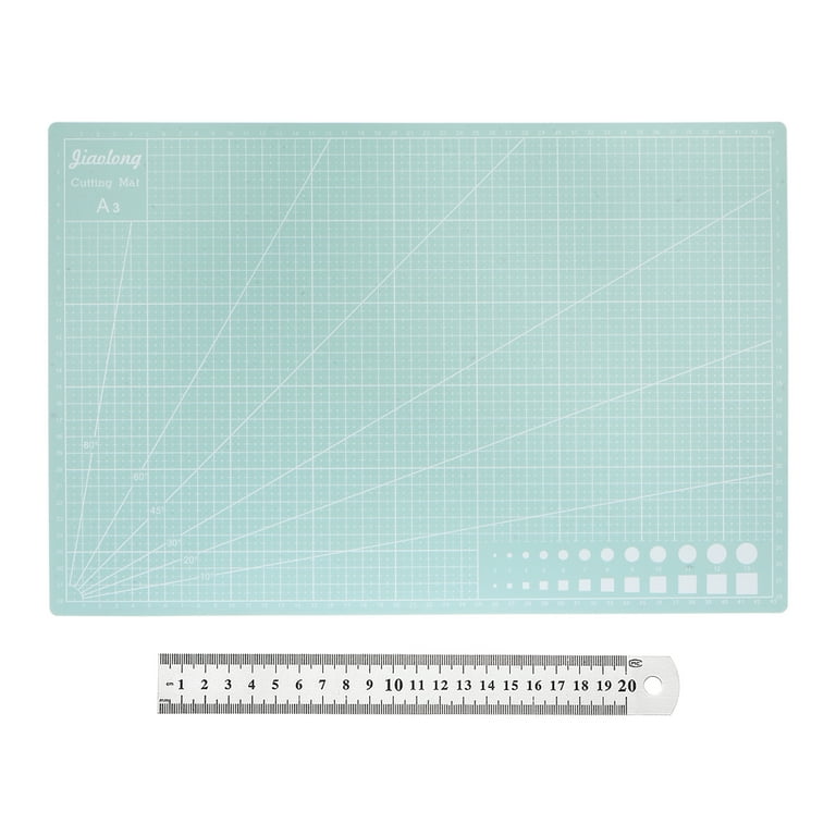 A3 Cutting Mat 18 x 12 Grey Craft Mat Non-Slip Cutting Board with 8  Stainless Steel Ruler for Sewing Quilting