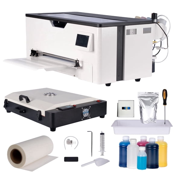 A3 DTF Transfer Printing Machine and Oven, Clearer Faster 100% Transfer Rate for DIY Print T-Shirts, Leather, Other Textile (Roll Feeder and Oven + Software + Ink + Film
