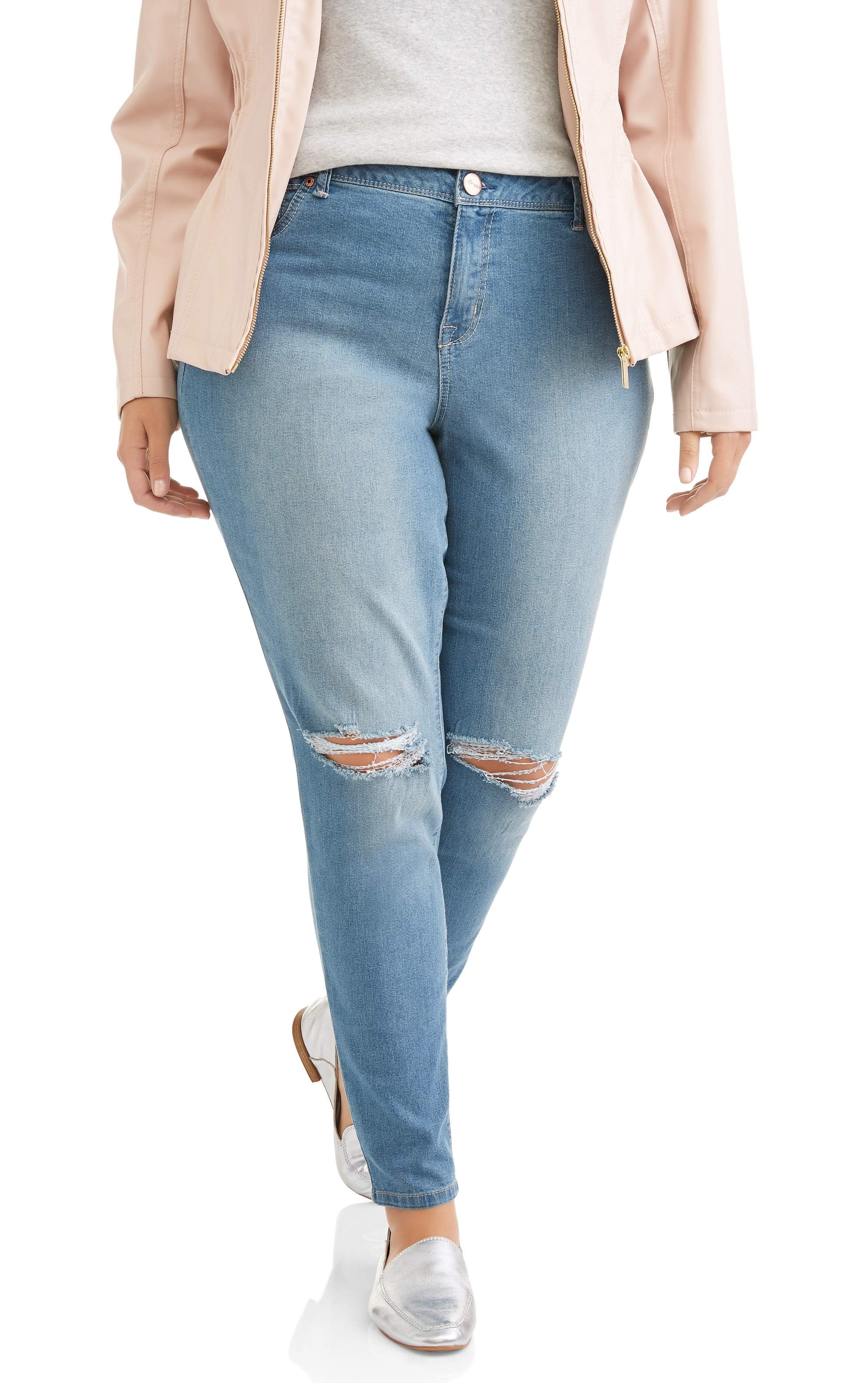 A3 Denim Women's Plus Destructed Skinny Jeans, Sizes 16-26