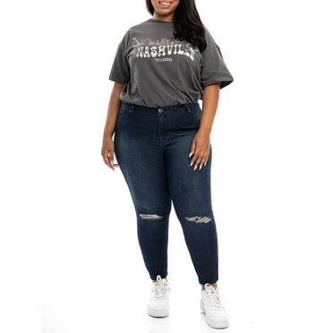 A3 Denim Women's Plus Destructed Skinny Jeans, Sizes 16-26