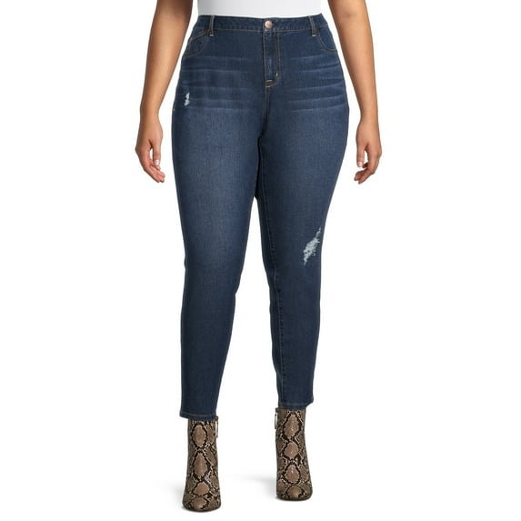 A3 Denim Women's Plus Destructed Skinny Jeans, Sizes 16-26