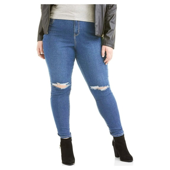 A3 Denim Women's Plus Destructed Skinny Jeans, Sizes 16-26
