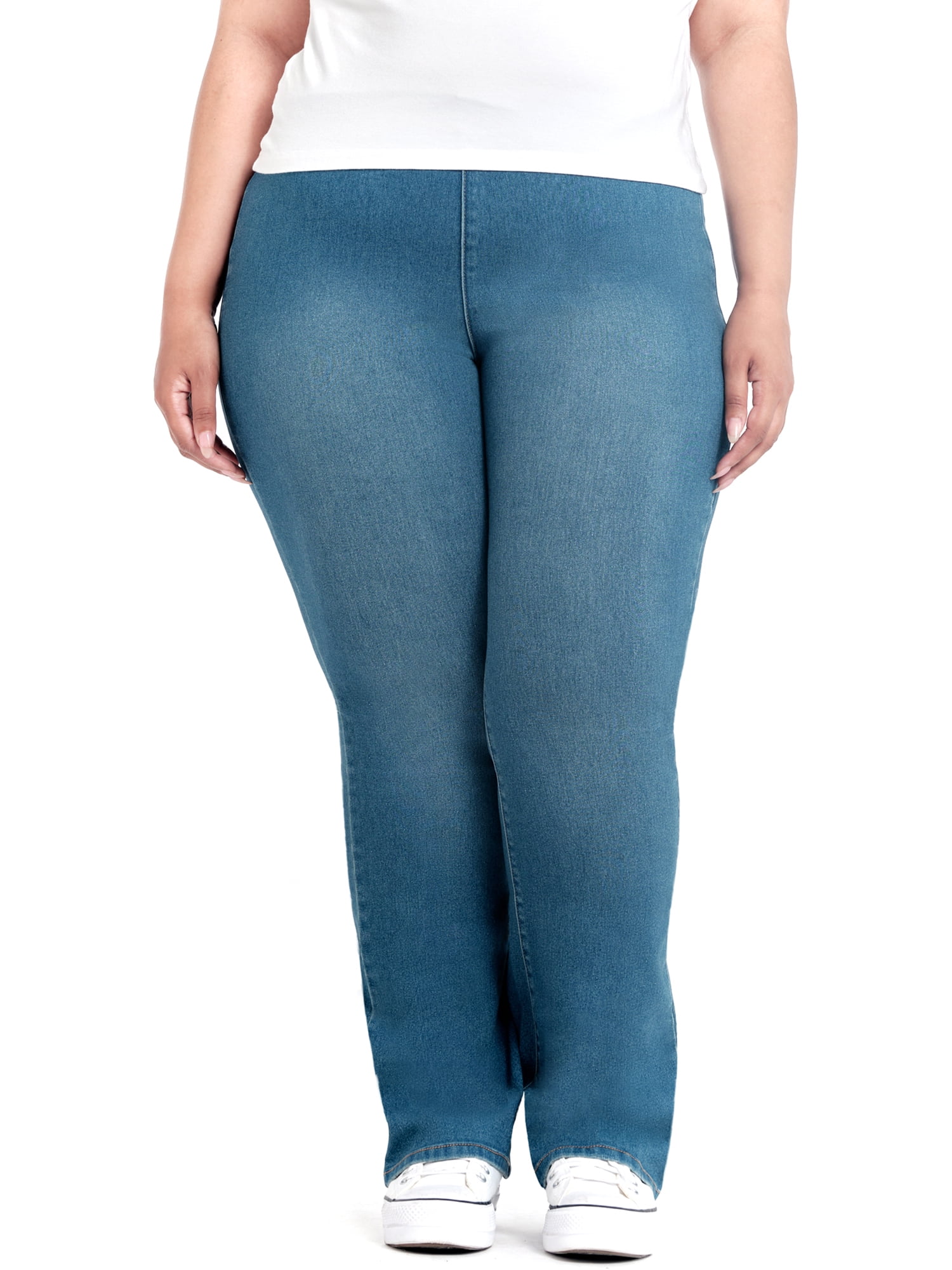 A3 Denim Women's Plus Size Bootcut Pull on Jeans