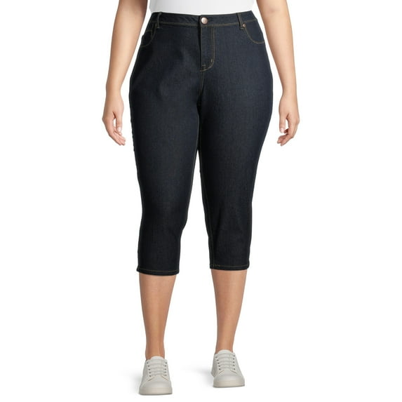 A3 Denim Women's Plus Size Constructed Waist Capris