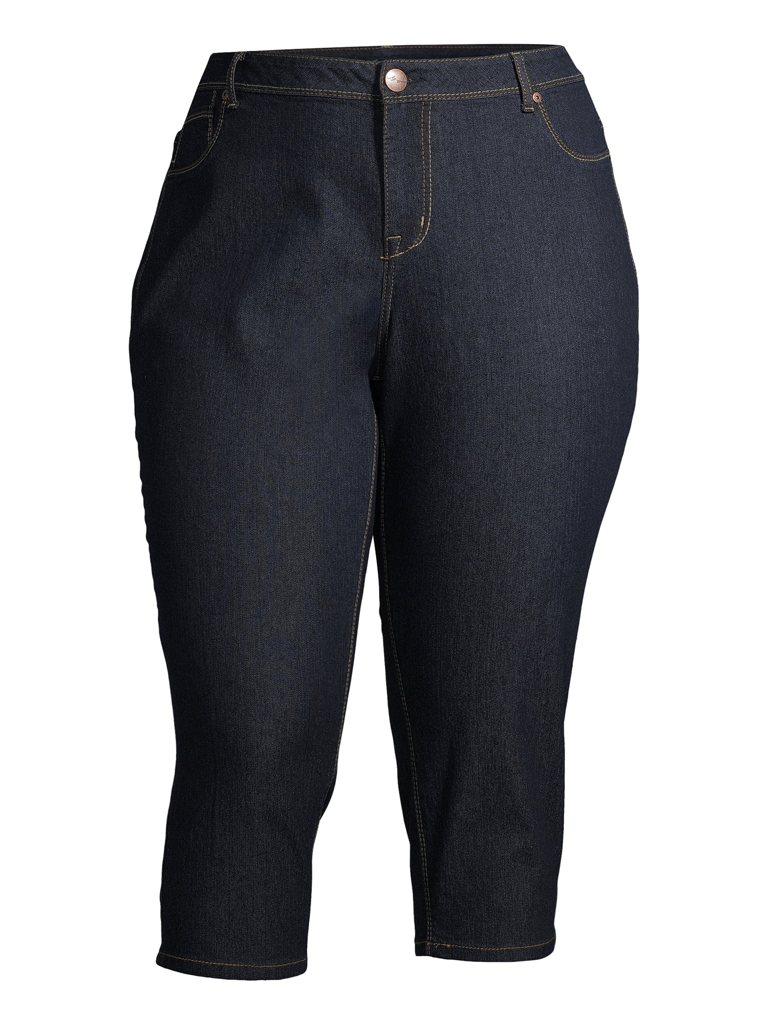 Plus size black denim capris best sale