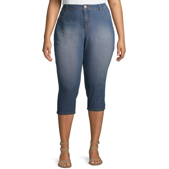 A3 Denim Women's Plus Size Constructed Waist Capris