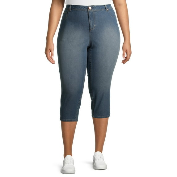 A3 Denim Women's Plus Size Constructed Waist Capris