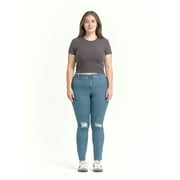 A3 Denim Women's Plus Destructed Skinny Jeans, Sizes 16-26