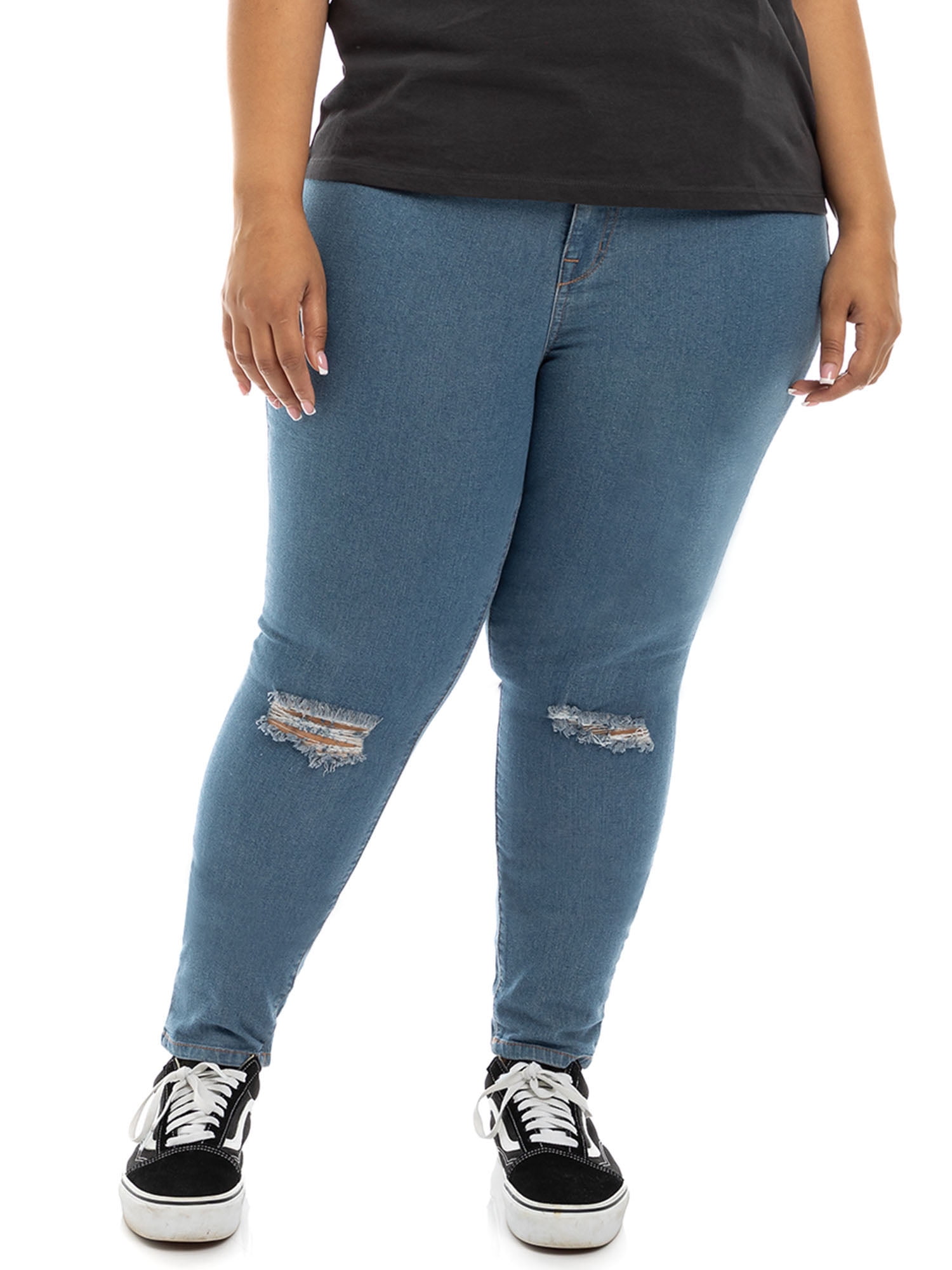 A3 Denim Women's Plus Size Ankle Slimming Jean with Double Button Waistband  