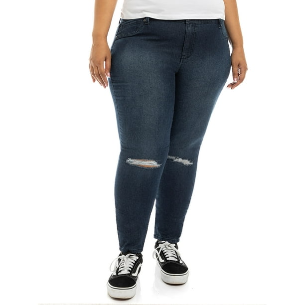 A3 Denim Women's Plus Size Destructed Skinny Jeans