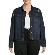 A3 Denim Women's Plus Size Distressed Denim Jacket