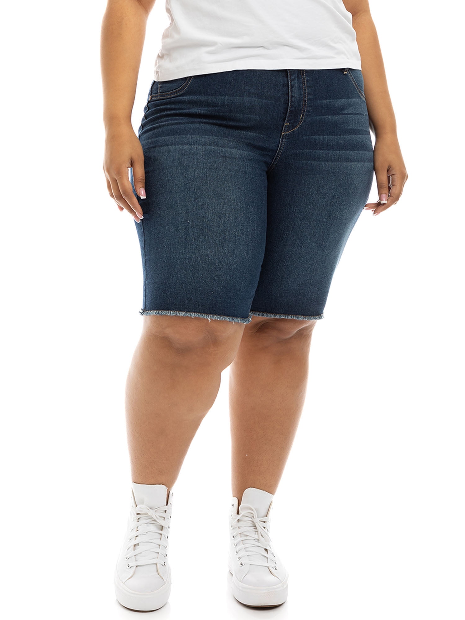 Plus size women pull-on 5 pockets classic jeans Bermudas shorts