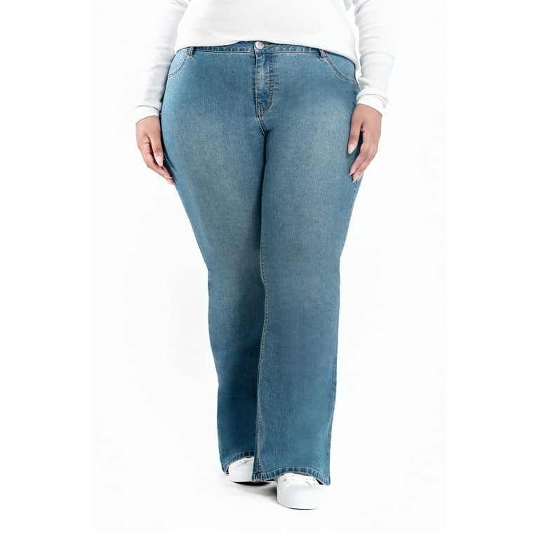 A3 Denim Women's Plus Size High Rise Flare Jeans