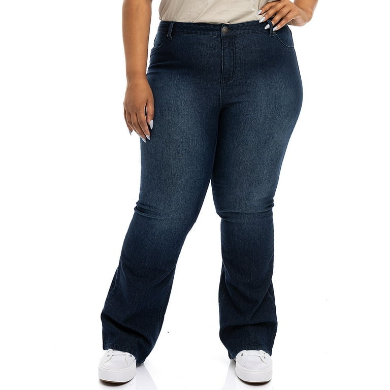 A3 Denim Women's Plus Size High Rise Flare Jeans 