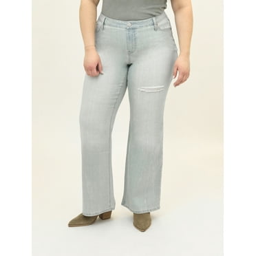 A3 Denim Women's Plus Size High Rise Flare Jeans