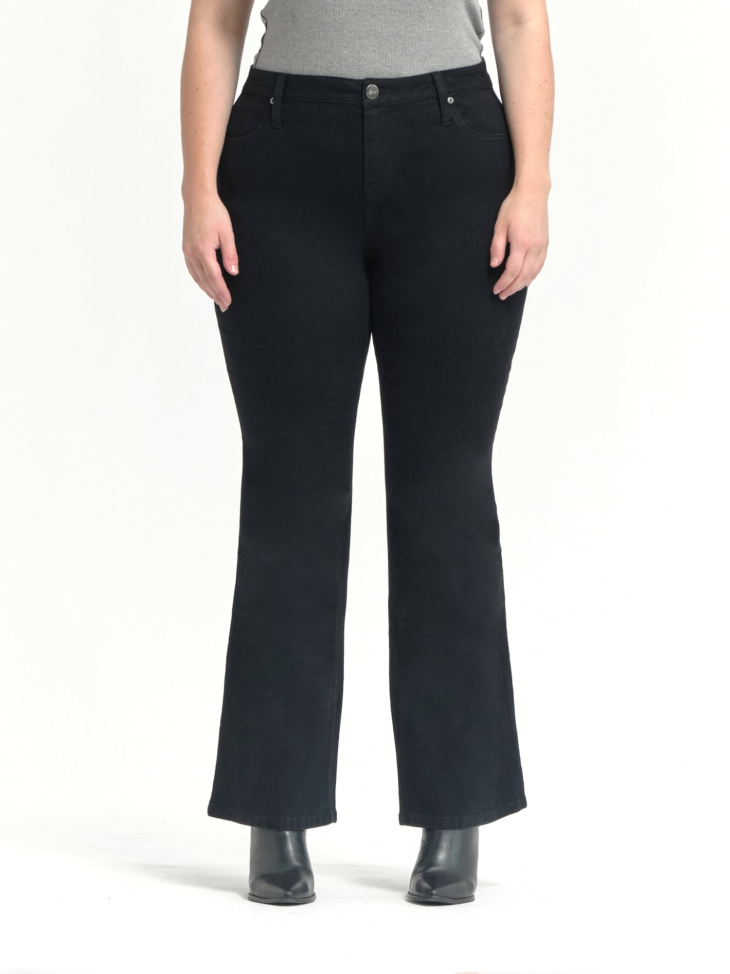 A3 Denim Women s Plus Size High Rise Flare Jeans Walmart