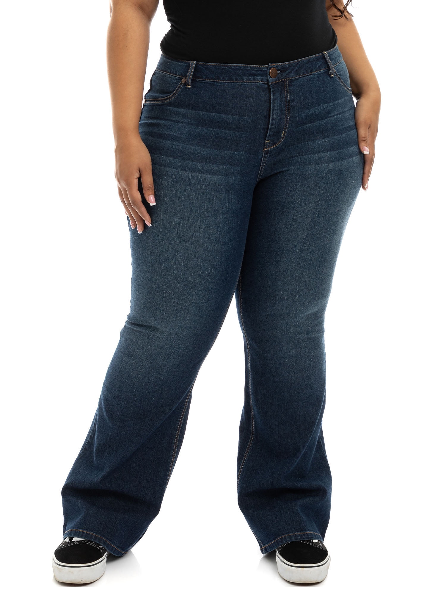 A3 Denim Women's Plus Size High Rise Flare Jeans