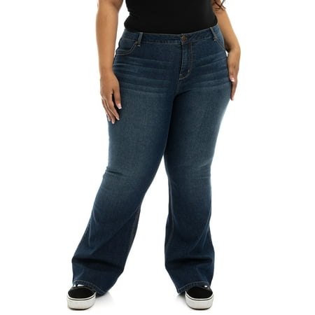 A3 Denim Women's Plus Size High Rise Flare Jeans