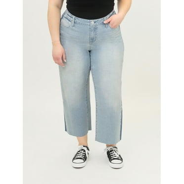 A3 Denim Women's Plus Size High Rise Wide Leg Crop, Sizes 16W-26W