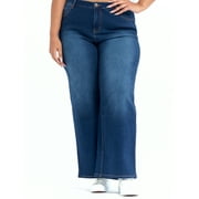 A3 Denim Women's Plus Size High Rise Wide Leg Jeans