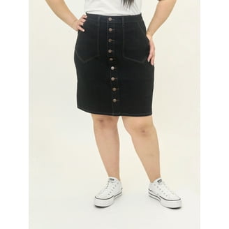 Womens Plus Size Daisy Acid Wash Denim Cargo Skirt