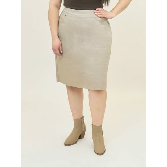 A3 Denim Women's Plus Size Pull On Skirt