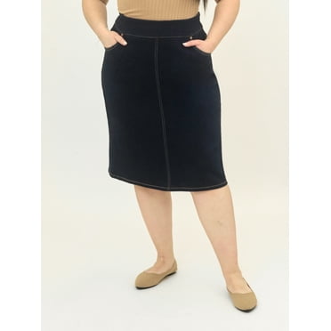 A3 Denim Women's Plus Size Pull On Skirt